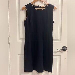 Tory Burch Navy Sheath Dress L Cotton Spandex Sleeveless Contrast Trim